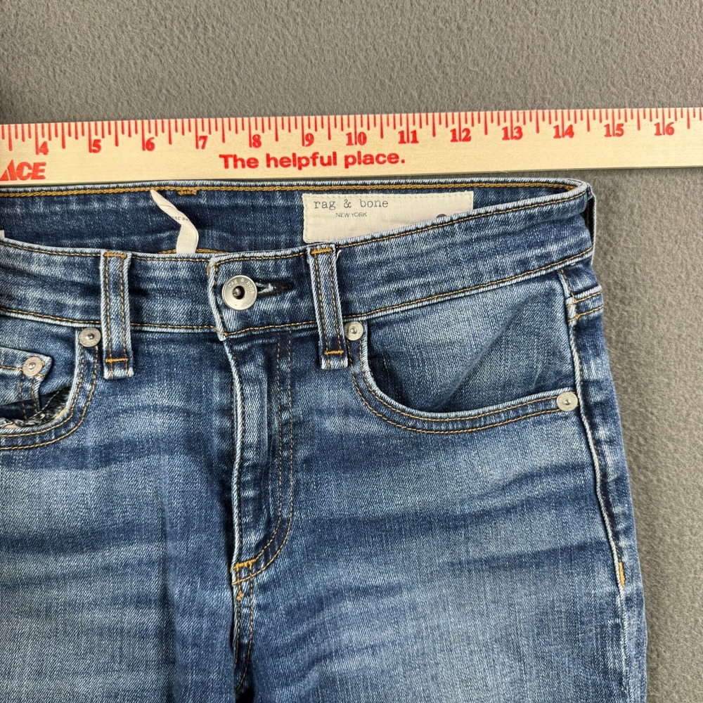 Rag & Bone Jeans Women 26 "Cate" Mid Rise Skinny Med Wash Fade Street Whisker - Picture 4 of 14